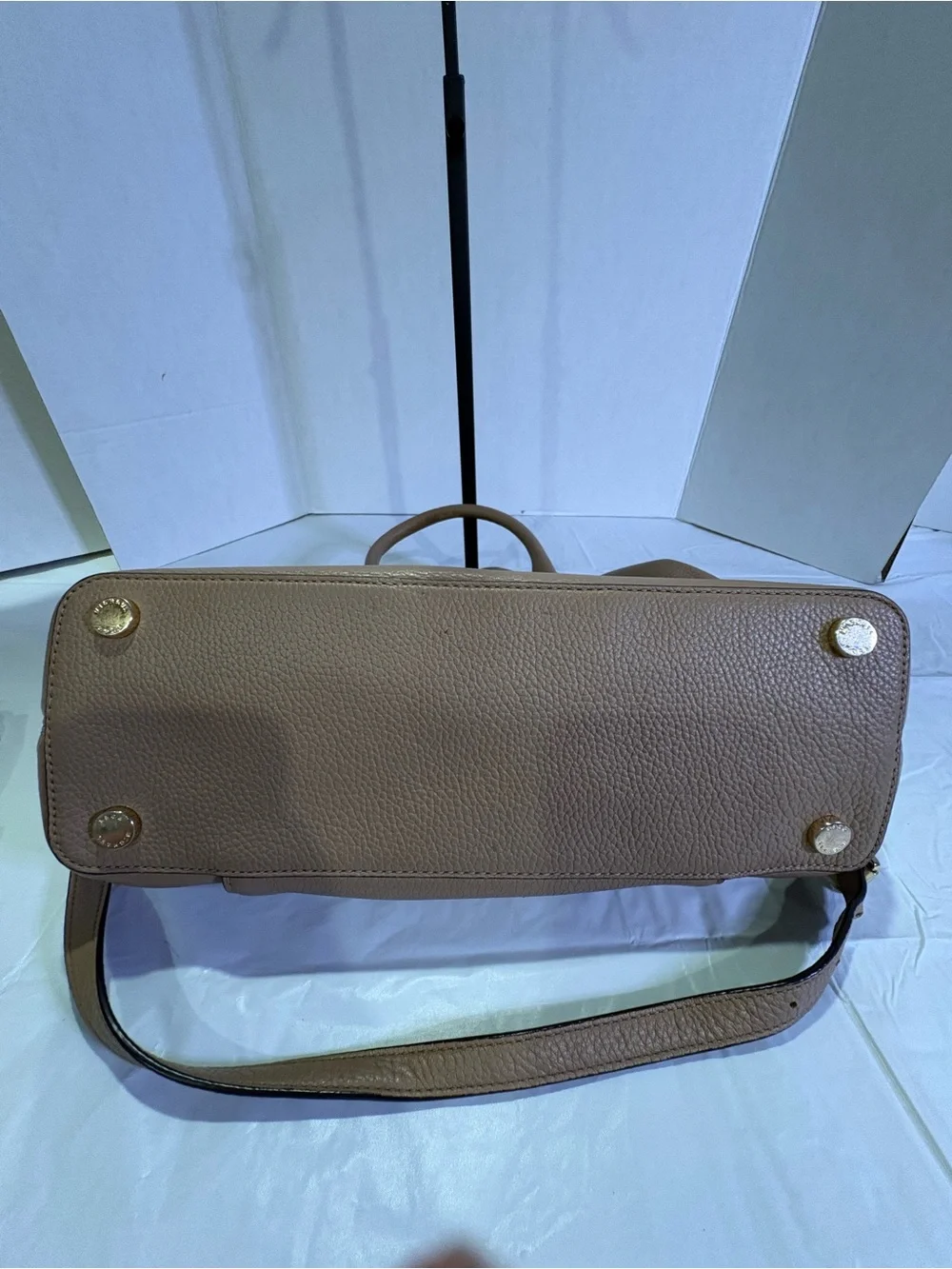 Michael Kors Taupe Pebbled Leather Shoulder Tote with Gold Hardware